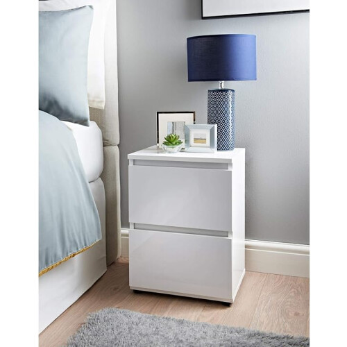 Norsk Glossly White 2 Drawer 38x36x51Cm