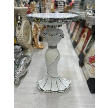Venetian Mirrored Romany Table White 34x63Cm