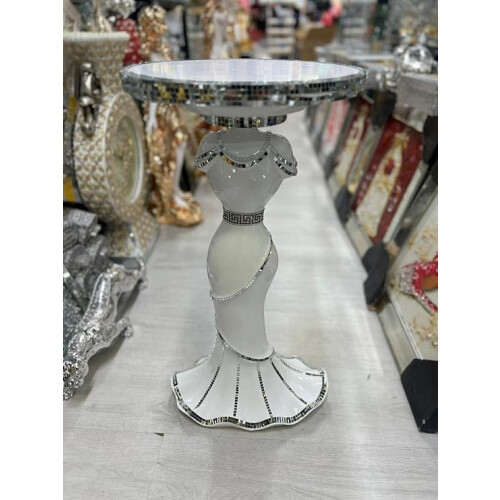 Venetian Mirrored Romany Table White 34x63Cm