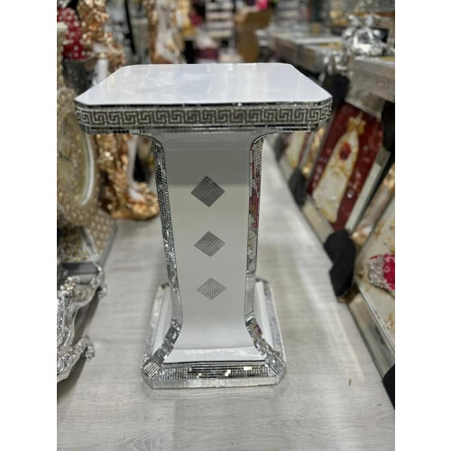 Venetian Mirrored Standing Table White 34x63Cm