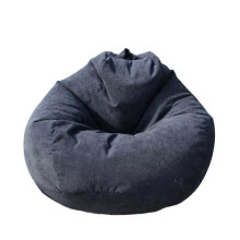 (100x120cm, black) Bean Bag Cover Big Cotton Linen Lazy Beanbag Chair Sofa Covers Puff Relax Lounge Couch
