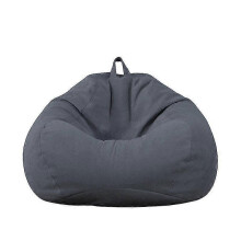 (80x90cm, Dark gray) Bean Bag Cover Big Cotton Linen Lazy Beanbag Chair Sofa Covers Puff Relax Lounge Couch