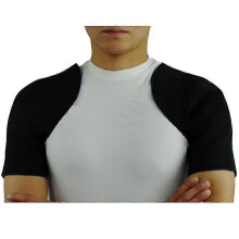 (M, Black) Double Shoulder Support Brace Injury Arthritis Strap Pain Relief