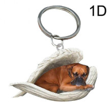 (Boxer)Hanging Ornament Keychain Cute Sleeping Angel Dog Wing Pendant Dog Gift