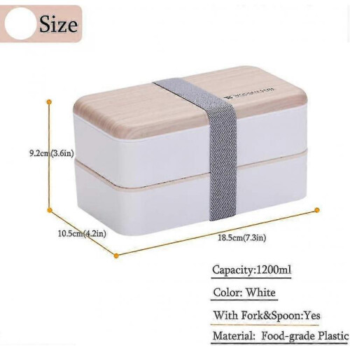 (White) Bento Bento Box Snack Bento Box Bundle Divider Japanese Style Bento Box With Spoon And Fork 1