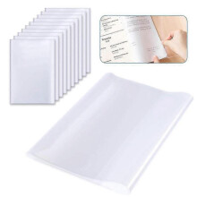 10pcs A4 Clear Exercise Book Covers, Transparent Book Cover, Thicken Plastic Reusable And Adjustable Clear Book Covers