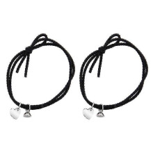 (A black black) 2pieces/set Magnet Rope Chain Forever Matching Couple Relationship Bracelet