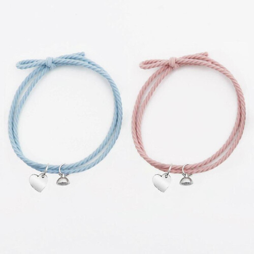 (C blue blue) 2pieces/set Magnet Rope Chain Forever Matching Couple Relationship Bracelet 2
