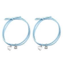 (C blue blue) 2pieces/set Magnet Rope Chain Forever Matching Couple Relationship Bracelet