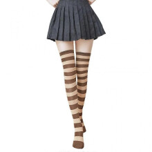 Thin Striped Thigh High Long Stocking Women Opaque Hosiery Warm Hosiery