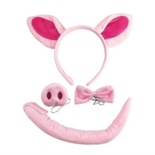Tsir 4 Pieces Halloween Pig Costume Set Pig Ears Headband Pig Tail Nose Bow Tie