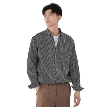 (L) Polo Shirt Men's Striped Cardigan Long-sleeved Casual Men's Shirt