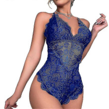 (M) Women Sexy Lingerie Lace Leotard Cross Back Bodysuit One Piece Nightwear Sleepwear