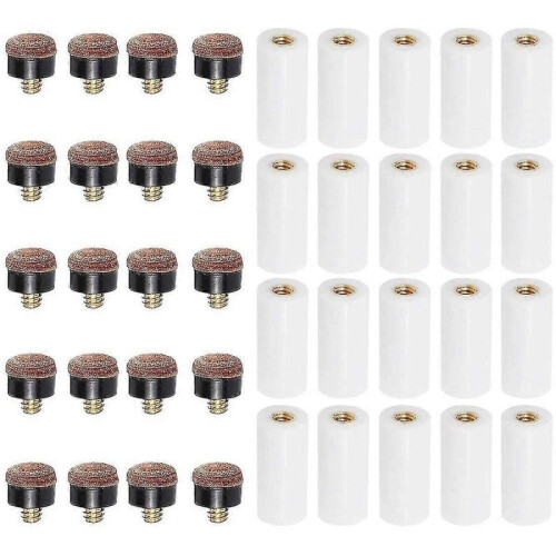 20sets Billiard Cue Tips with Pool Cue Stick Ferrules 12mm Billiard Screw-on Tips Replacement for N