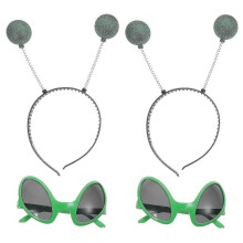2sets Alien Cosplay Glasses Hair Hoops Festival Party Headdress Glasses Props