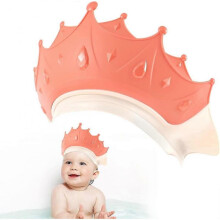 (pink) Baby Shower Cap Shield Adjustable Baby Cap Safe Children Shower Head Cover Shower Cap Kids Cute Crown Shape Wash Hair Shield Hat Visor Hat