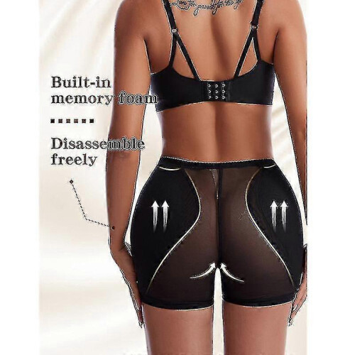 (M, BLACK) Women's Butt Lifter Shapewear Hip Pads Enhancer Panties Shaper Boyshort 2