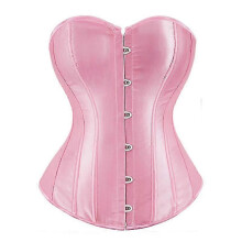 (6XL, PINK) Mimigo Women's Bustier Corset Top Sexy Lingerie Sets Black Satin Waist Cincher