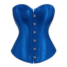 (4XL, BLUE) Mimigo Women's Bustier Corset Top Sexy Lingerie Sets Black Satin Waist Cincher
