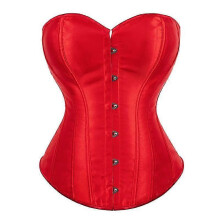 (6XL, RED) Mimigo Women's Bustier Corset Top Sexy Lingerie Sets Black Satin Waist Cincher