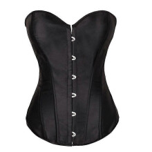 (L, BLACK) Mimigo Women's Bustier Corset Top Sexy Lingerie Sets Black Satin Waist Cincher