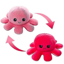 (20cm, Red Pink) NEW 20cm 30cm 40cm Giant Reversible Octopus Stuffed Animal Reversible Happy Sad Octopus Plush Toy Gift