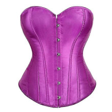 (M, PURPLE) Mimigo Women's Bustier Corset Top Sexy Lingerie Sets Black Satin Waist Cincher