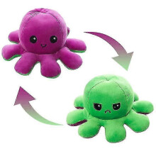 (20cm, Green Purple) NEW 20cm 30cm 40cm Giant Reversible Octopus Stuffed Animal Reversible Happy Sad Octopus Plush Toy Gift