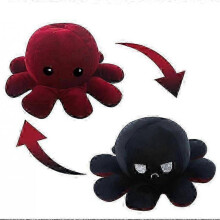 (20cm, Red Black) NEW 20cm 30cm 40cm Giant Reversible Octopus Stuffed Animal Reversible Happy Sad Octopus Plush Toy Gift