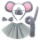 (B) 1 Set Mouse Costume Set Including Mouse Ears Headband Mouse Nose Mouse Tail Bow Tie Kit 1