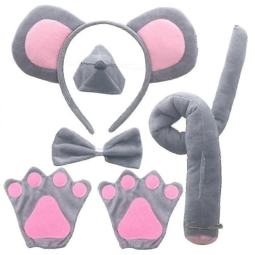 (A) 1 Set Mouse Costume Set Including Mouse Ears Headband Mouse Nose Mouse Tail Bow Tie Kit