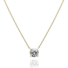 (Gold) 18K Gold Plated Crystal Solitaire 2 Carat CZ Dainty Choker Necklace | Gold Necklaces for Women