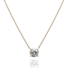 (Pink gold) 18K Gold Plated Crystal Solitaire 2 Carat CZ Dainty Choker Necklace | Gold Necklaces for Women