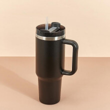 (40, Black) Stainless Steel Vacuum Insulated Tumbler with Lid and Straw for Water, Iced Tea or Coffee