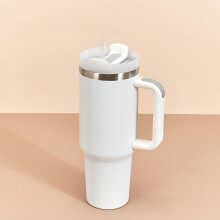 (40, White) Stainless Steel Vacuum Insulated Tumbler with Lid and Straw for Water, Iced Tea or Coffee