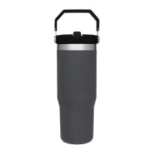 (Black) Stainless Steel Tumbler with Straw, Vacuum Insulated Water Bottle, Reusable Cup