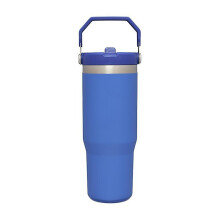 (Ocean blue) Stainless Steel Tumbler with Straw, Vacuum Insulated Water Bottle, Reusable Cup