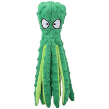 (Green) Squeaky Toy For Dog , Filling-free Octopus Plush Dog Toy With Crackling Paper And Squeaky