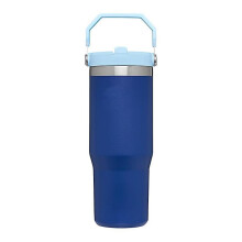 (Dark blue) Stainless Steel Tumbler with Straw, Vacuum Insulated Water Bottle, Reusable Cup