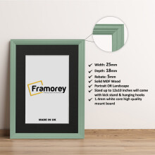 (24x20" Pic (28x24" Frame)) Green Picture Frame / LW Style Wall Art Frame / Modern Photo Frames With Black Mount