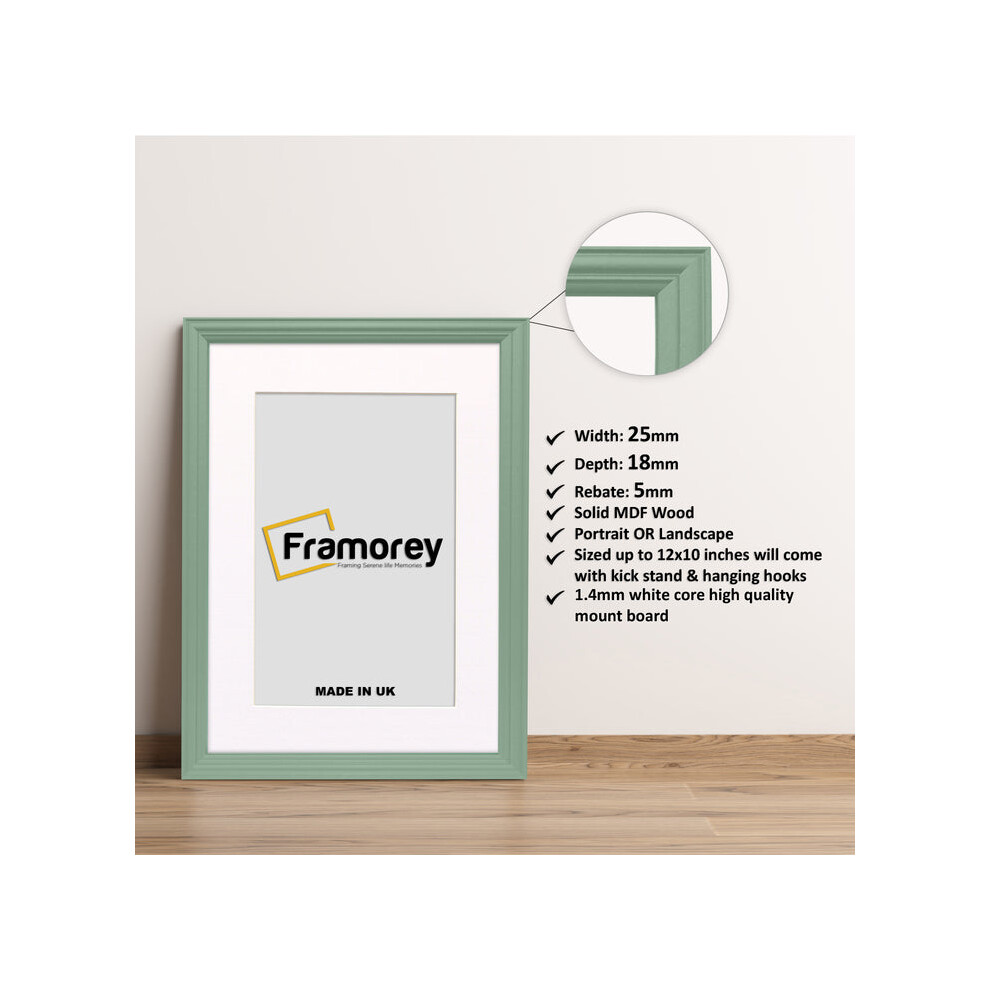 (19x13" Pic (23x17" Frame)) Green Picture Frame / LW Style Wall Art Frame / Modern Photo Frames With White Mount-image-OPC-P8ZCTKM-NEW