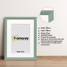 (30x40CM Pic (40x50CM Frame)) Green Picture Frame / LW Style Wall Art Frame / Modern Photo Frames With White Mount