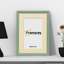 (A4 Pic (A3 Frame)) Green Picture Frame / LW Style Wall Art Frame / Modern Photo Frames With Ivory Mount