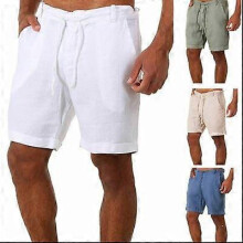 (S, Blue) Men's Linen Shorts Casual Breathable Jogging Pants Fashion Short Pants