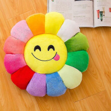 (Naughty) Colorful Sun Flower Petal Plush Toy Floor Cushion Doll Qq Expression Waist Cushion Doll Pillow