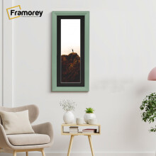 (Green With Black Mount, 15x5" Pic (19x9" Frame)) Panoramic Size Green Picture Frame / LW Style Wall Art Frame / Modern Photo Frames With Multicolored Mount