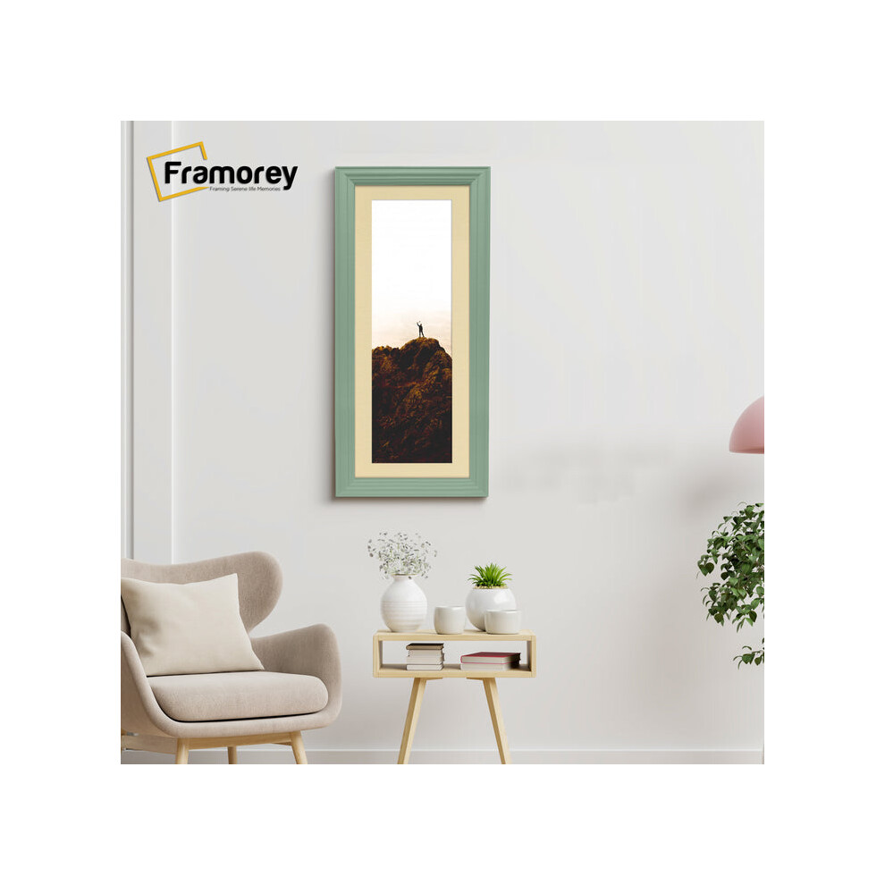 (Green With Ivory Mount, 24x12" Pic (28x16" Frame)) Panoramic Size Green Picture Frame / LW Style Wall Art Frame / Modern Photo Frames With Multicolor-image-OPC-P8YXH7Y-NEW