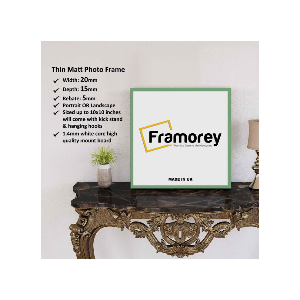 (Green, 22x22 Inch) Square Size Thin Matt Green Picture Frame Wall Art Frames Flat Wooden Effect Poster Frame-image-OPC-P8XZK7Z-NEW