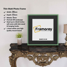 (Green With Black Mount, 25x25CM Pic (30x30CM Frame)) Square Size Thin Matt Green Picture Frame Wall Art Frames Flat Wooden Effect Poster Frame