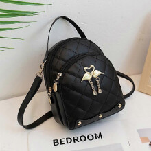 (12 inches, Black) Fashion Embroidered Backpack Bags for Women  2023 New Fresh Sweet Trend Niche Design Small Backpack Bag